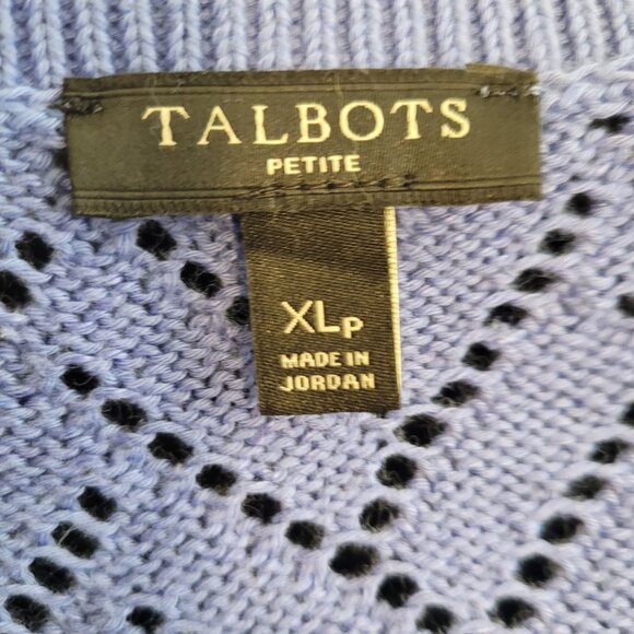Talbots Chevron Open Knit Sweater XLp blue pullover soft Office Siren Sexy - Picture 4 of 5